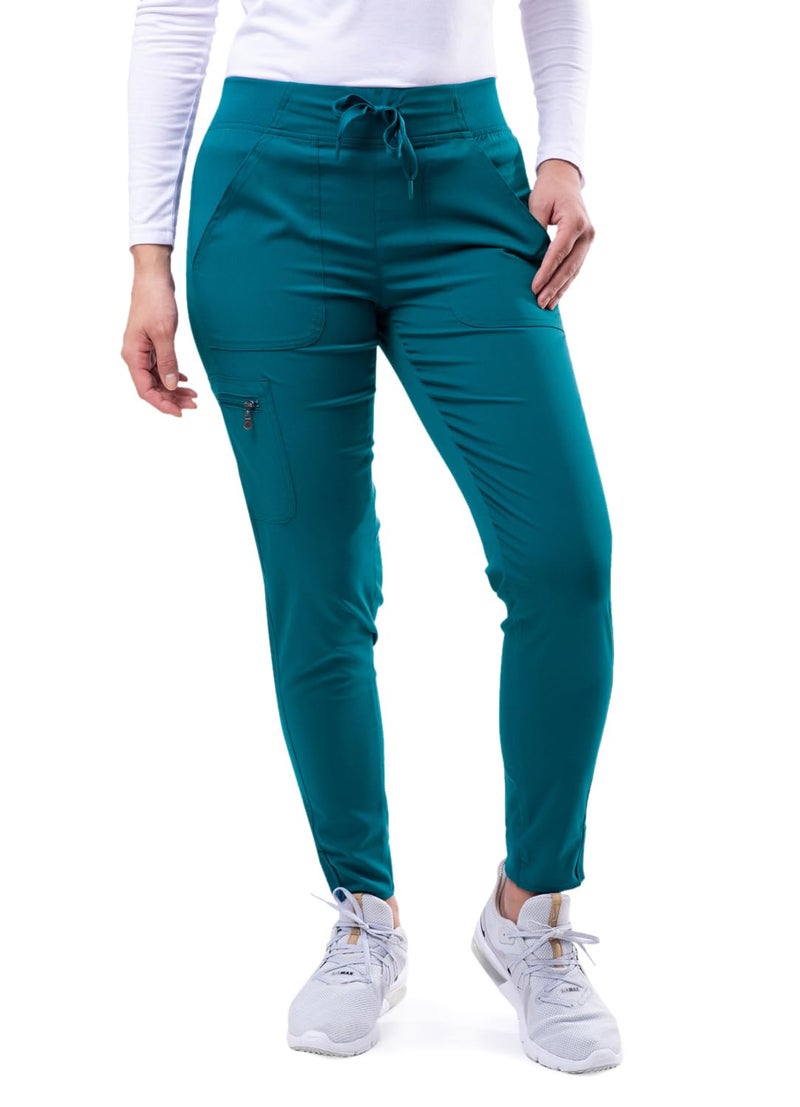 Adar Uniforms, Pro Scrubs for Women - Ultimate Yoga Jogger Scrub Pants - P7104 - Caribbean Blue - S - Image 1